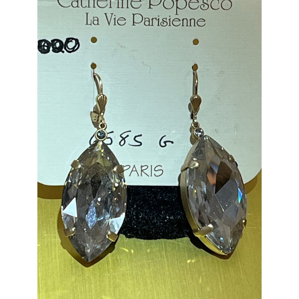 Catherine Popesco 14 k gold plated swarovski hand set Crystal drop earrings